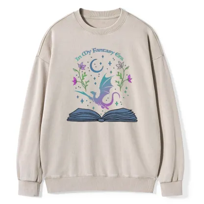 Pagewings In My Fantasy Book Era Unisex Washed Sweatshirt