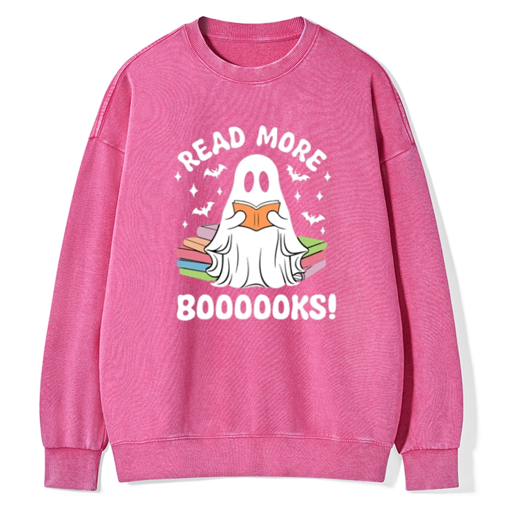 Pagewings Halloween Read More Booooks Unisex Washed Sweatshirt