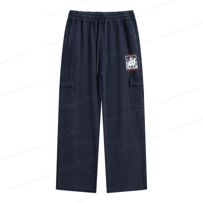 Pagewings Defend the Public Library Unisex Washed Cargo Sweatpants