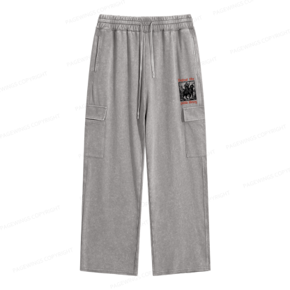 Pagewings Defend the Public Library Unisex Washed Cargo Sweatpants