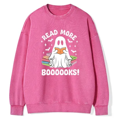 Pagewings Halloween Read More Booooks Unisex Washed Sweatshirt