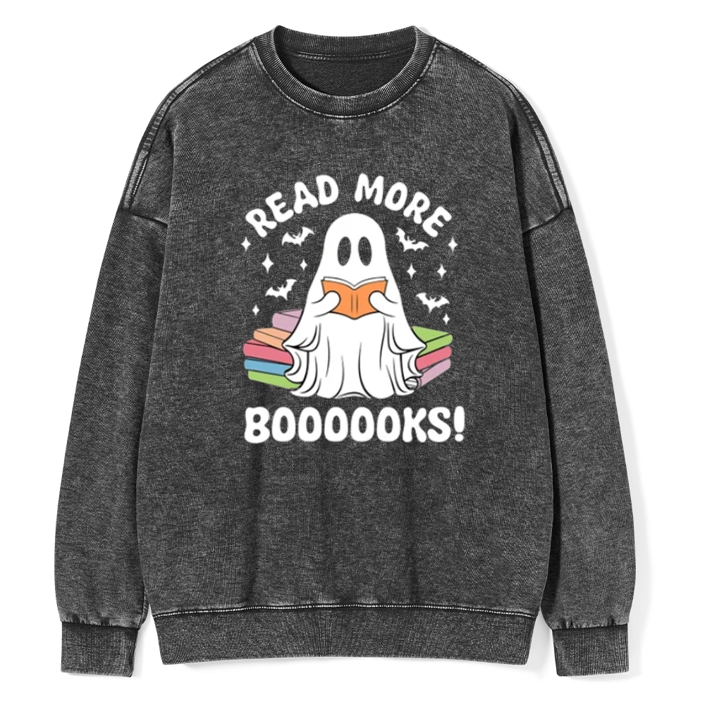 Pagewings Halloween Read More Booooks Unisex Washed Sweatshirt