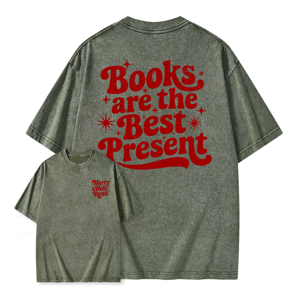 Pagewings Books are the Best Present Unisex Washed T-shirt