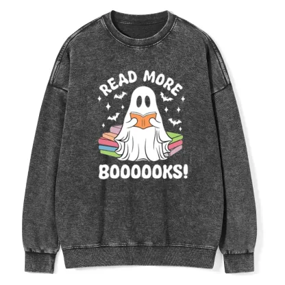 Pagewings Halloween Read More Booooks Unisex Washed Sweatshirt