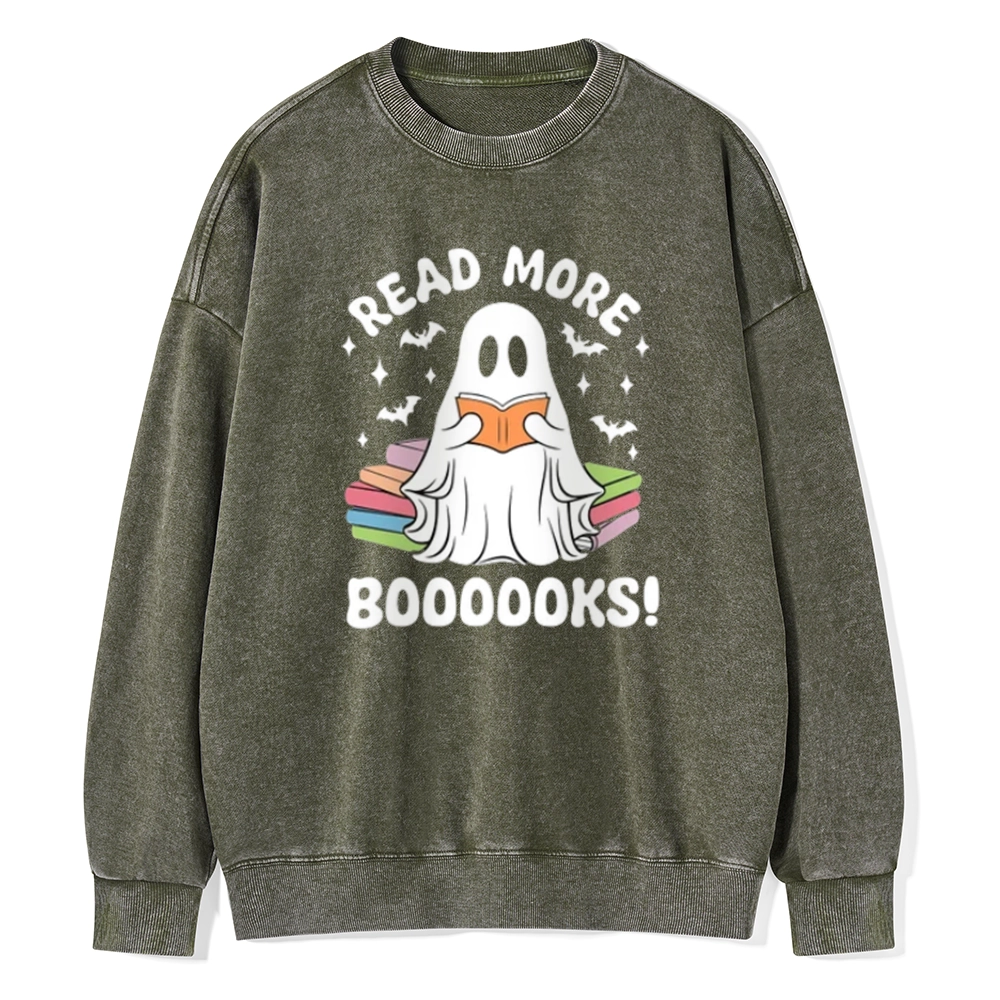 Pagewings Halloween Read More Booooks Unisex Washed Sweatshirt