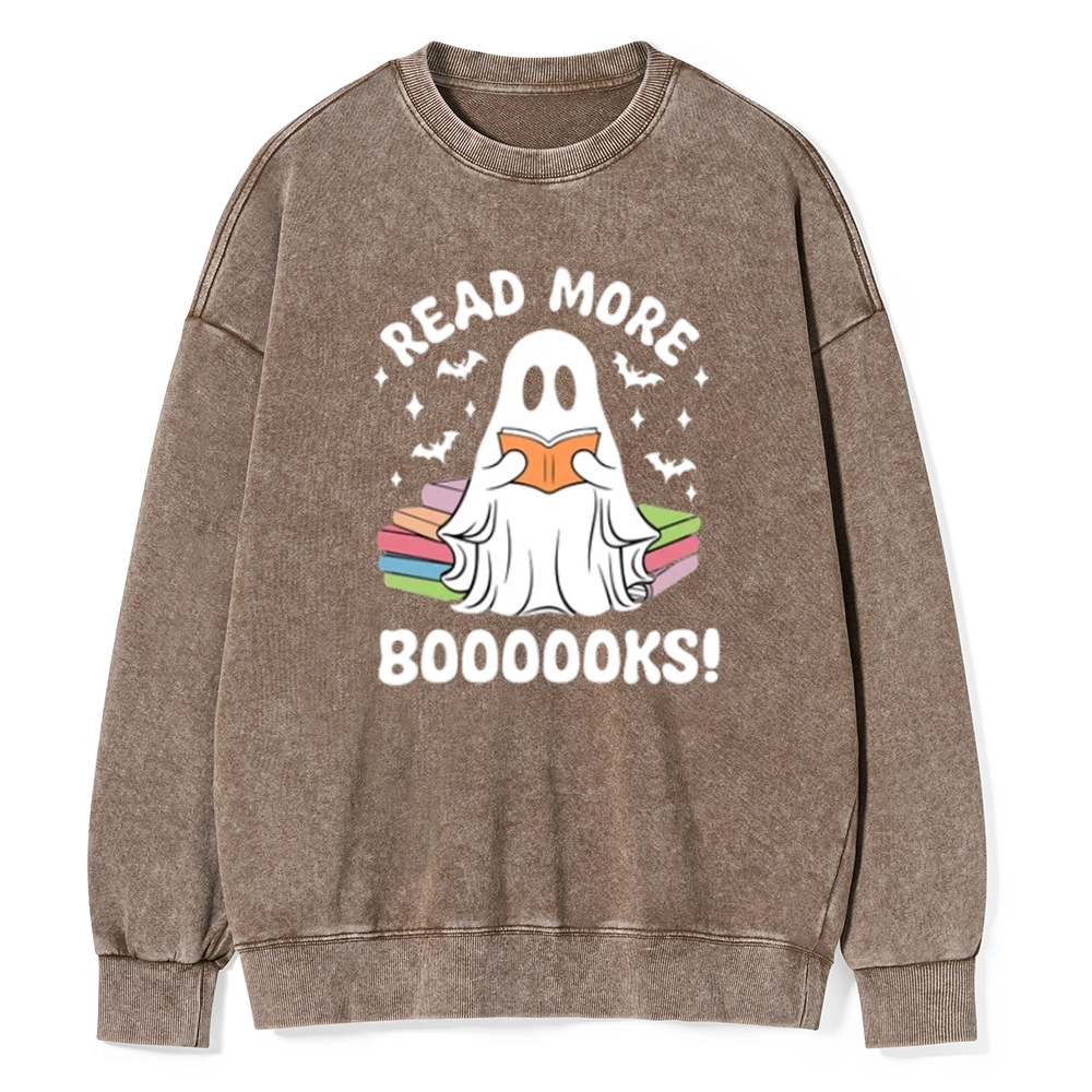 Pagewings Halloween Read More Booooks Unisex Washed Sweatshirt