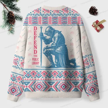 Pagewings Defend The Public Library Unisex Ugly Knit Sweatshirt