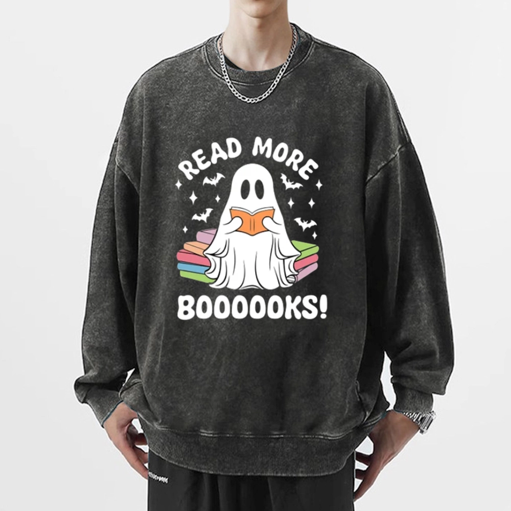 Pagewings Halloween Read More Booooks Unisex Washed Sweatshirt