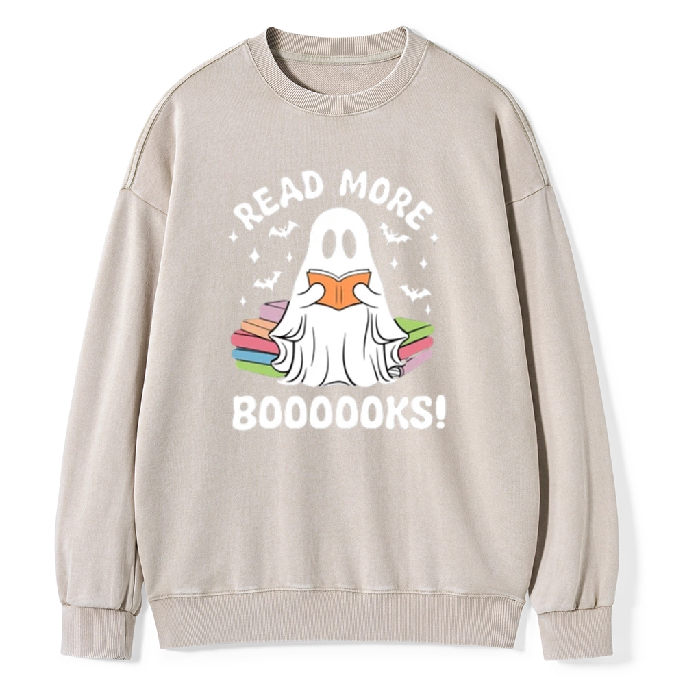 Pagewings Halloween Read More Booooks Unisex Washed Sweatshirt