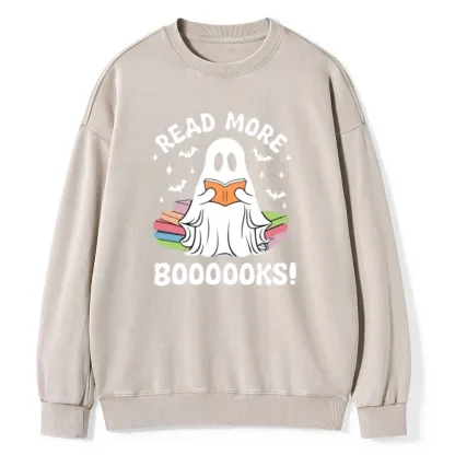 Pagewings Halloween Read More Booooks Unisex Washed Sweatshirt