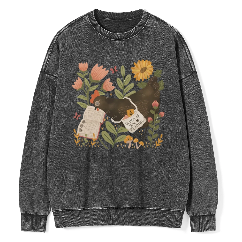 Pagewings Chicken Reading a Book Unisex Washed Sweatshirt