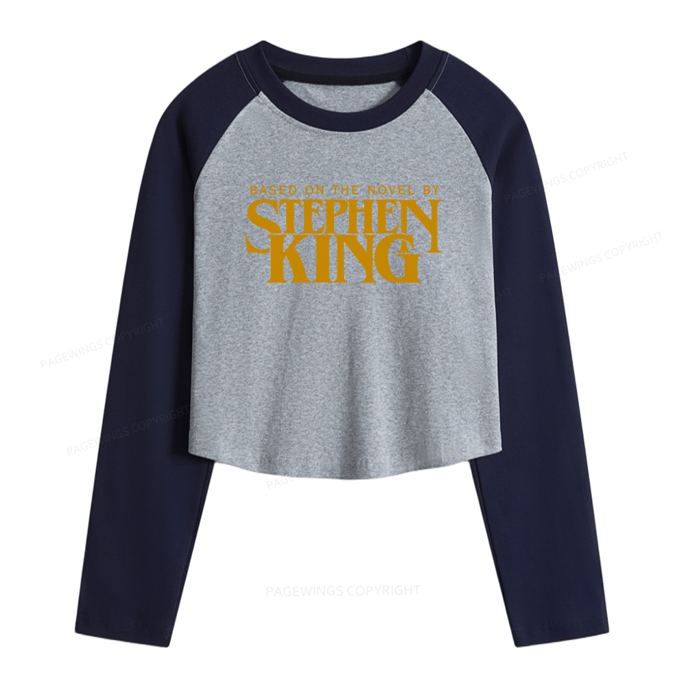 Pagewings Based On A Novel By Stephen King Women Long Sleeve Crop Raglan T-shirt