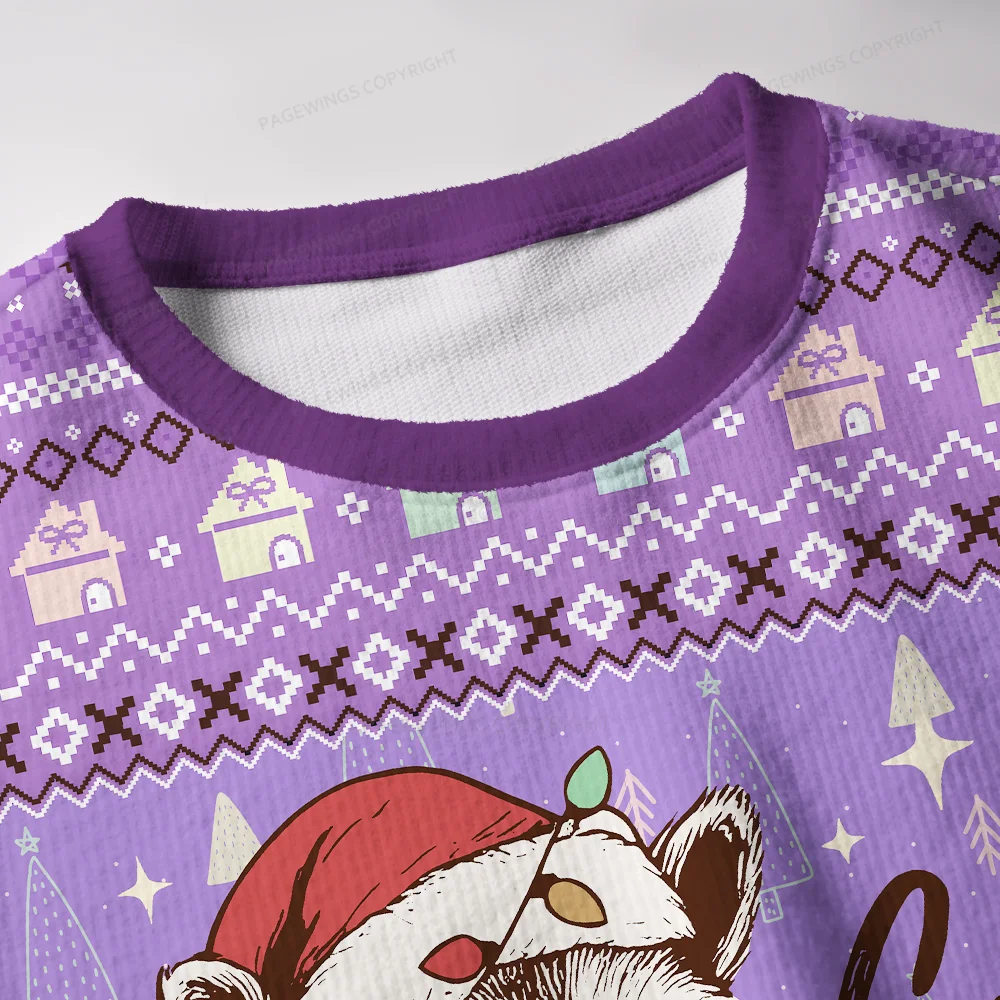 Pagewings Cute But Bookishly Feral Unisex Ugly Knit Sweatshirt