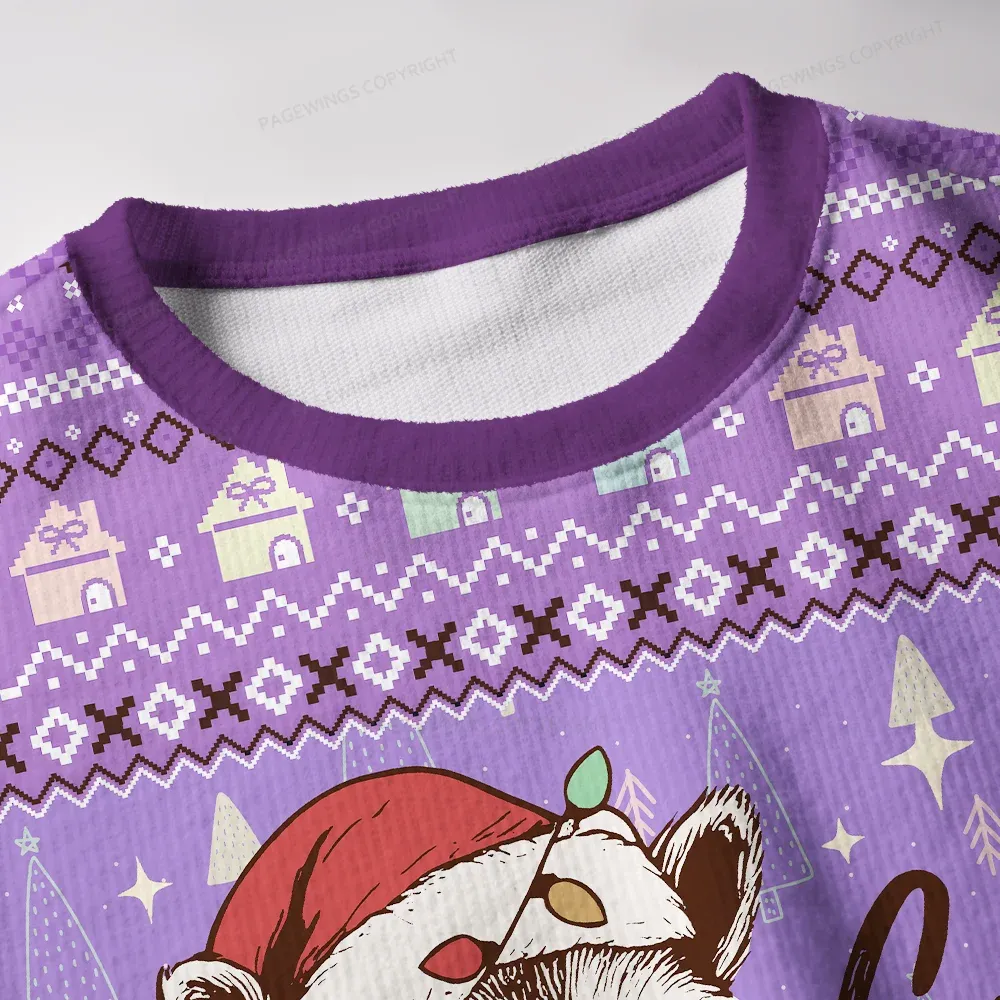 Pagewings Cute But Bookishly Feral Unisex Ugly Knit Sweatshirt