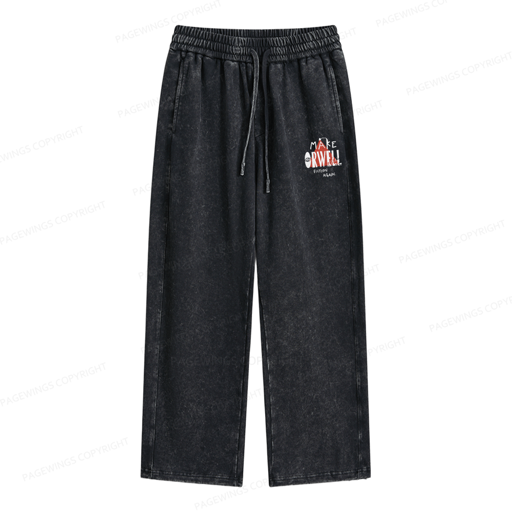 Pagewings Make Orwell Fiction Again Unisex Washed Sweatpants