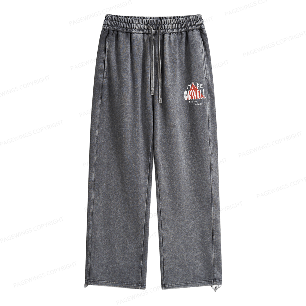 Pagewings Make Orwell Fiction Again Unisex Washed Sweatpants