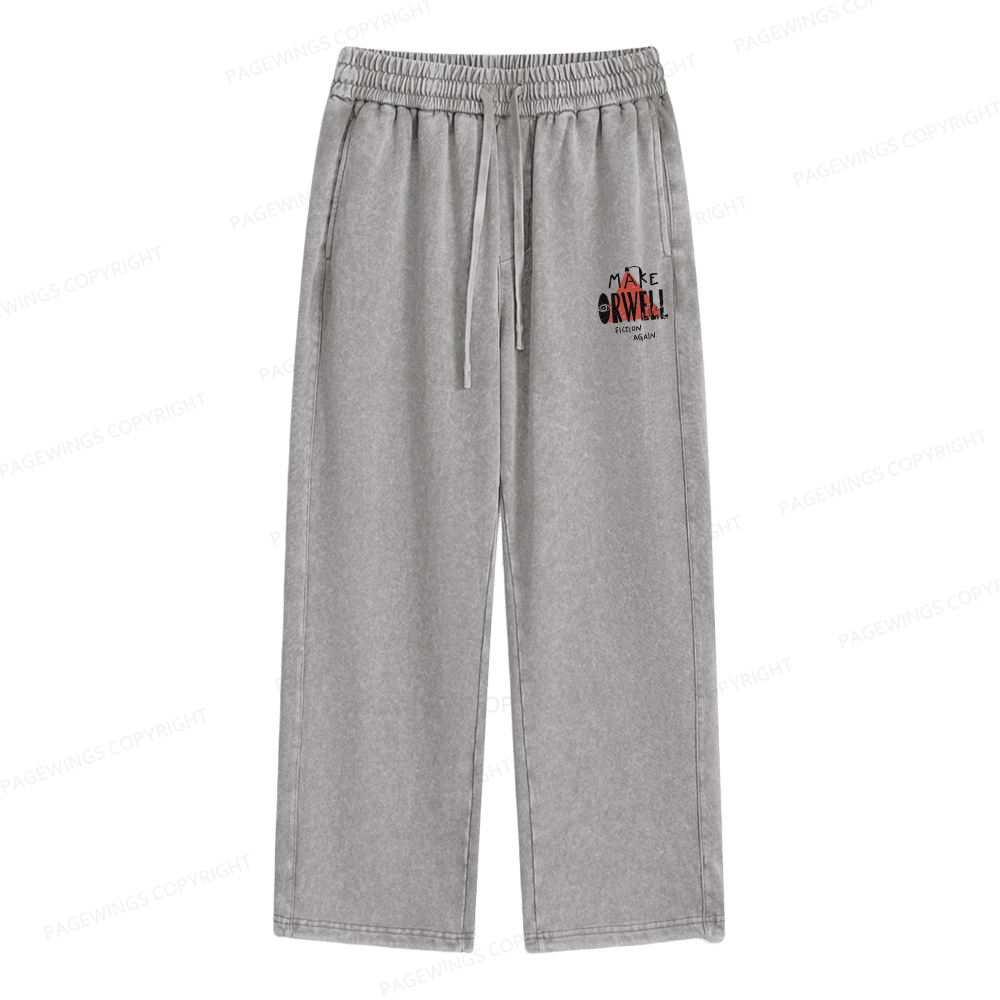 Pagewings Make Orwell Fiction Again Unisex Washed Sweatpants