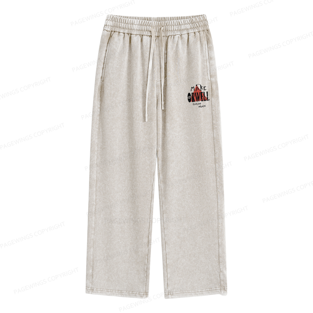 Pagewings Make Orwell Fiction Again Unisex Washed Sweatpants