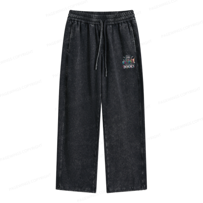 Pagewings Just A Girl Who Loves Books Unisex Washed Sweatpants