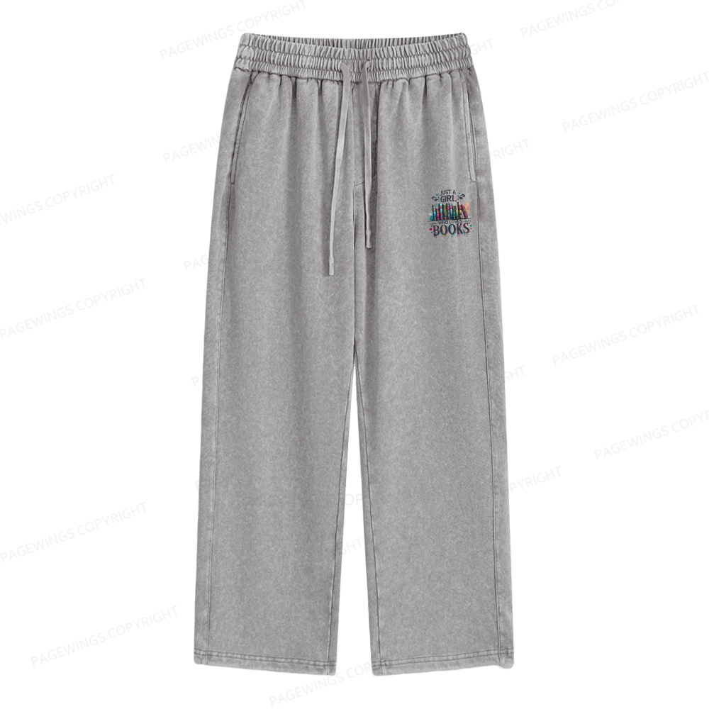 Pagewings Just A Girl Who Loves Books Unisex Washed Sweatpants