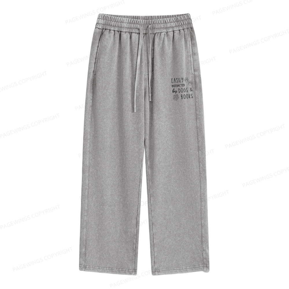 Pagewings Dogs And Books Unisex Washed Sweatpants