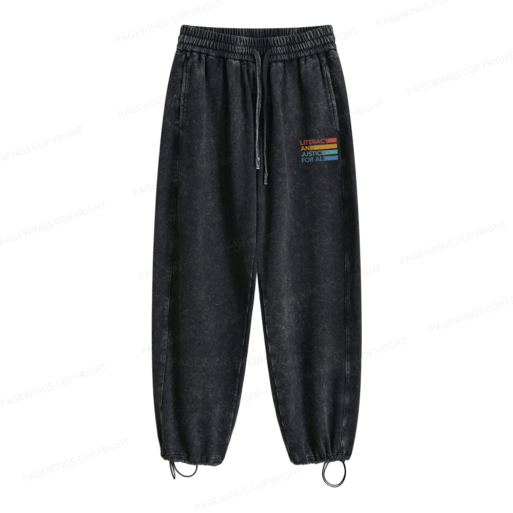 Pagewings Literacy and Justice For All Unisex Washed Sweatpants