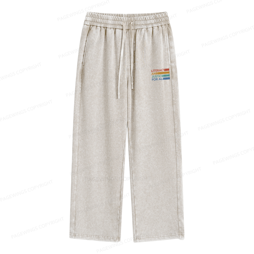 Pagewings Literacy and Justice For All Unisex Washed Sweatpants