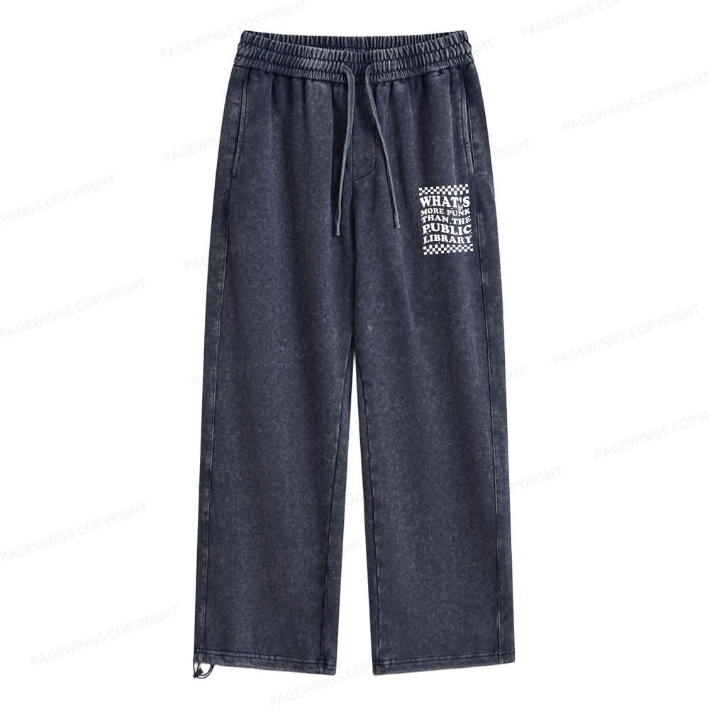 Pagewings Punk The Public Library Unisex Washed Sweatpants