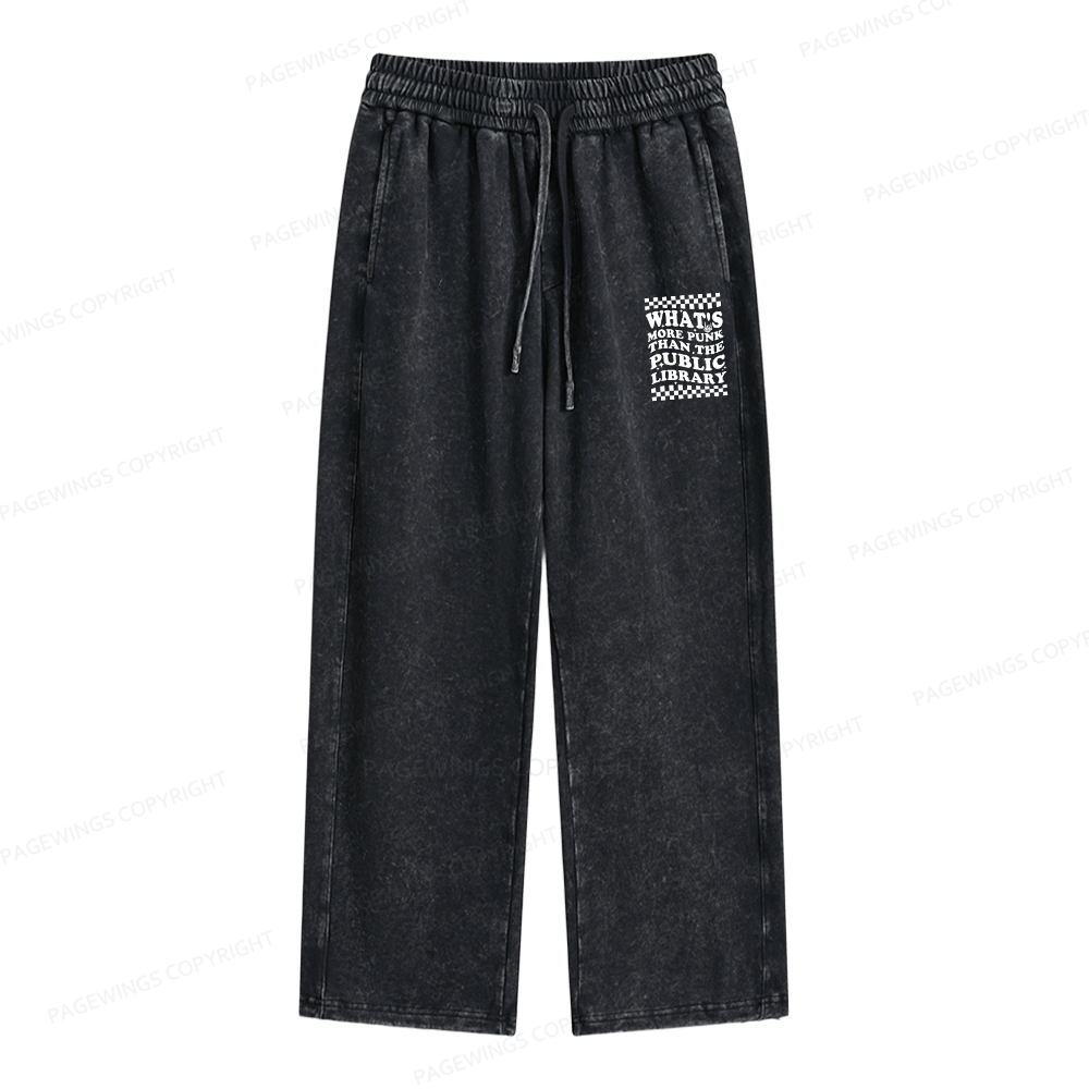 Pagewings Punk The Public Library Unisex Washed Sweatpants