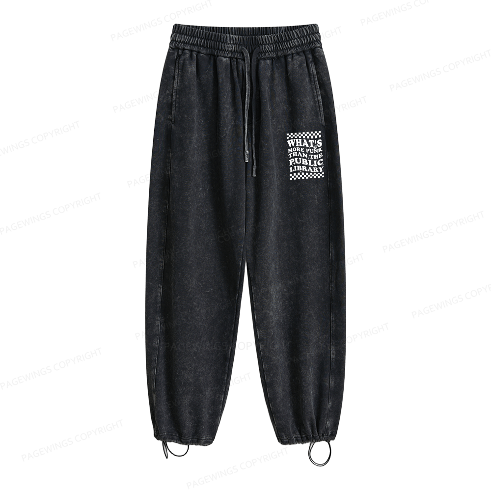 Pagewings Punk The Public Library Unisex Washed Sweatpants