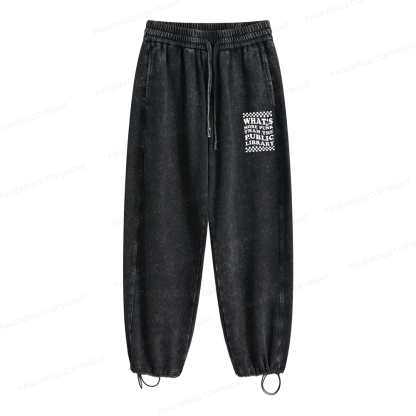 Pagewings Punk The Public Library Unisex Washed Sweatpants