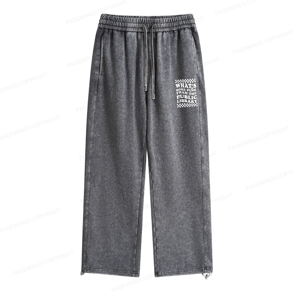 Pagewings Punk The Public Library Unisex Washed Sweatpants