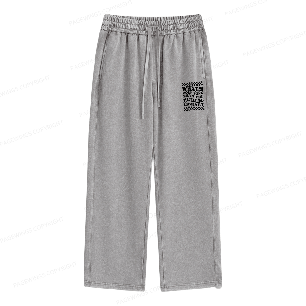 Pagewings Punk The Public Library Unisex Washed Sweatpants