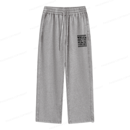 Pagewings Punk The Public Library Unisex Washed Sweatpants
