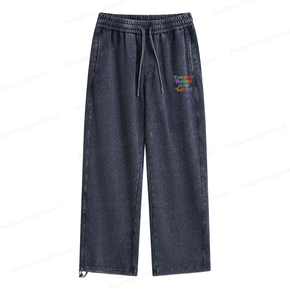 Pagewings Everyone belongs at the library Unisex Washed Sweatpants