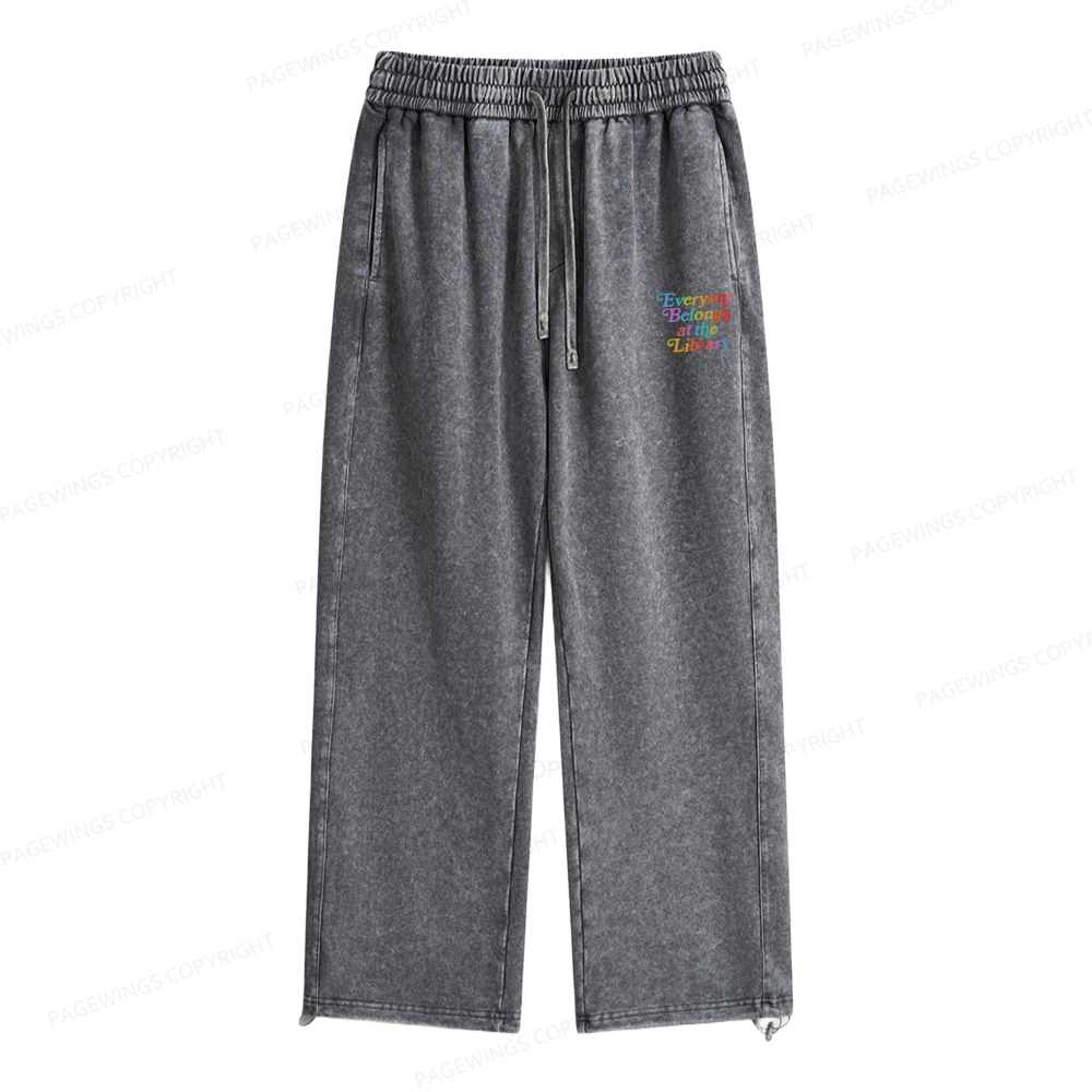 Pagewings Everyone belongs at the library Unisex Washed Sweatpants