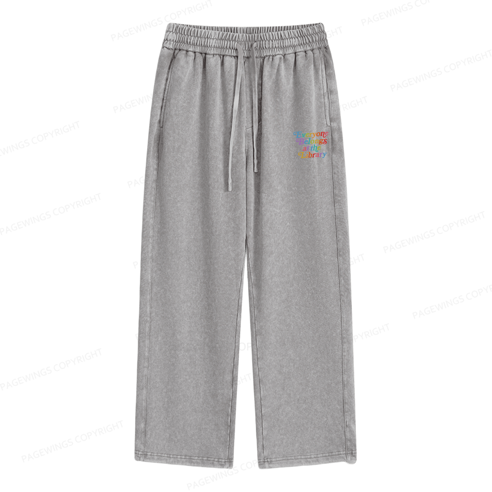 Pagewings Everyone belongs at the library Unisex Washed Sweatpants