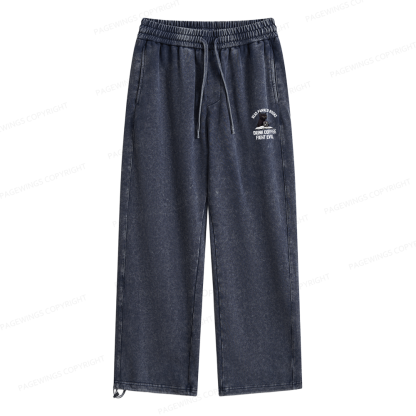 Pagewings Read Books Drink Coffee Fight Evil Unisex Washed Sweatpants
