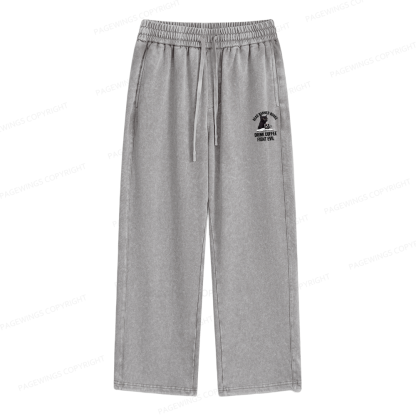 Pagewings Read Books Drink Coffee Fight Evil Unisex Washed Sweatpants