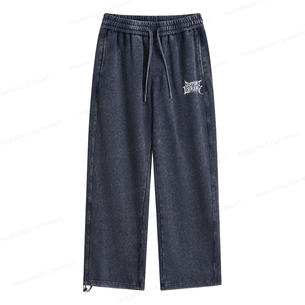 Pagewings Support Your Local Library Unisex Washed Sweatpants