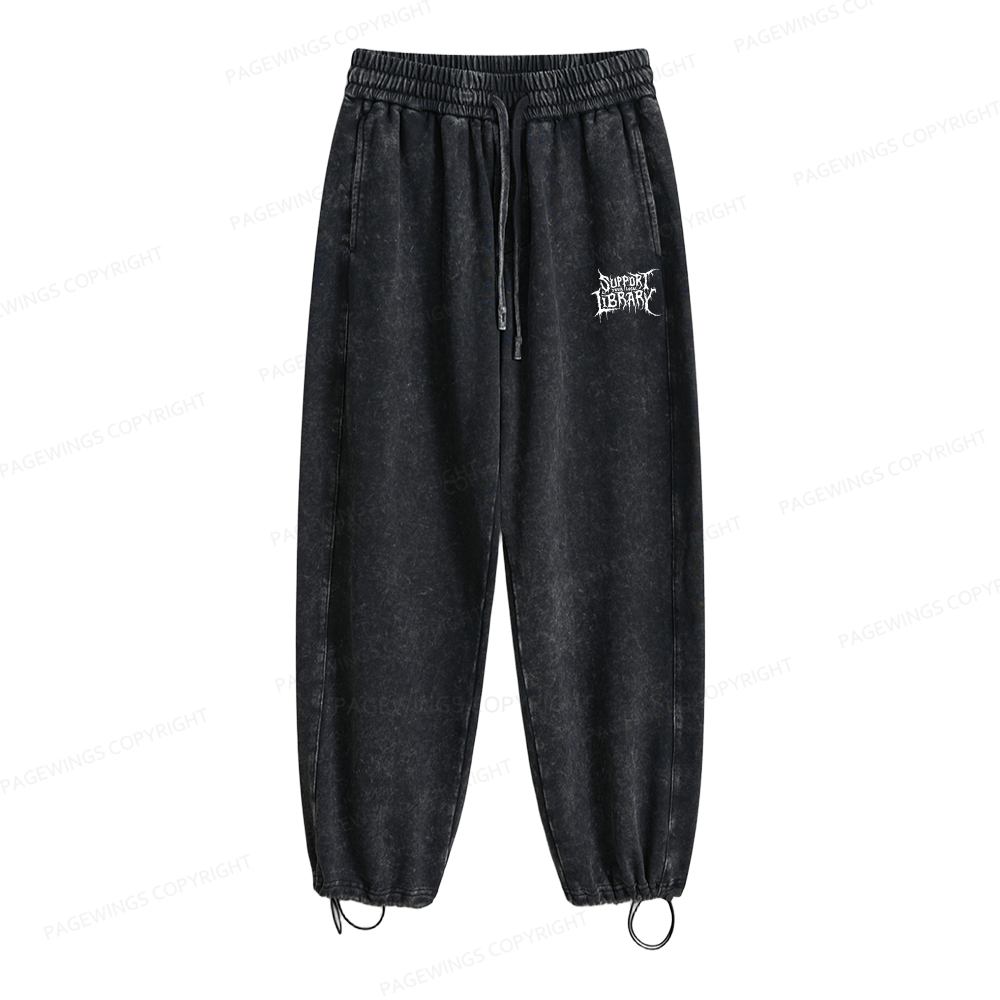 Pagewings Support Your Local Library Unisex Washed Sweatpants