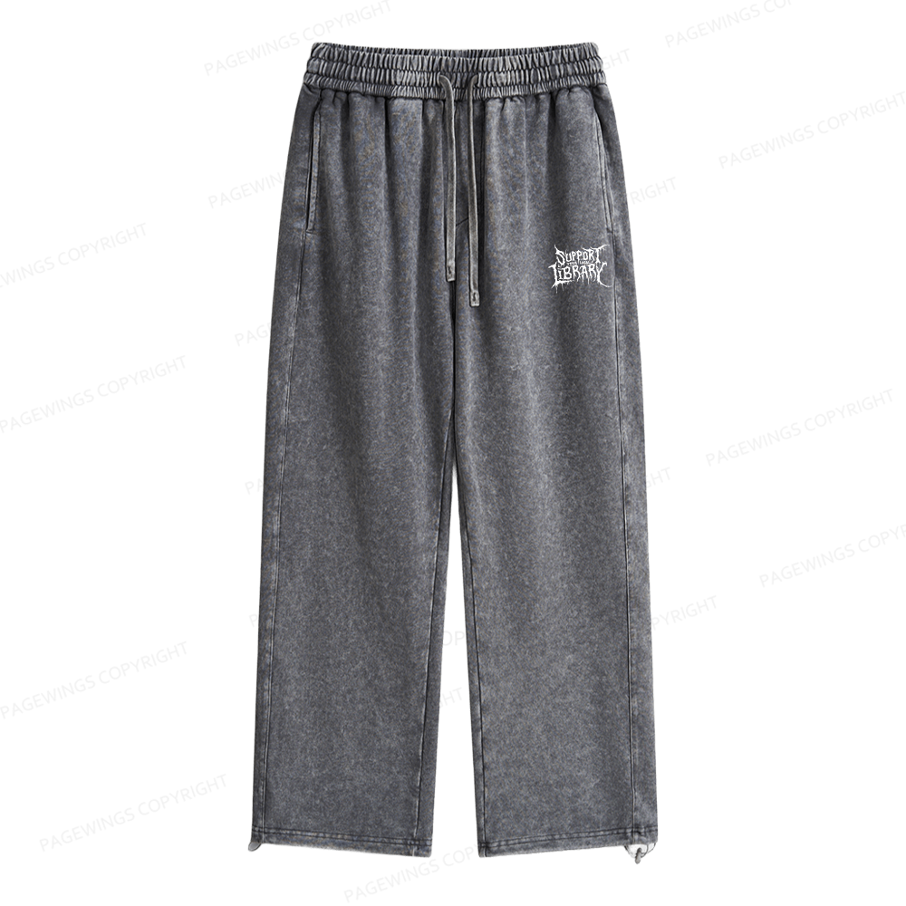 Pagewings Support Your Local Library Unisex Washed Sweatpants