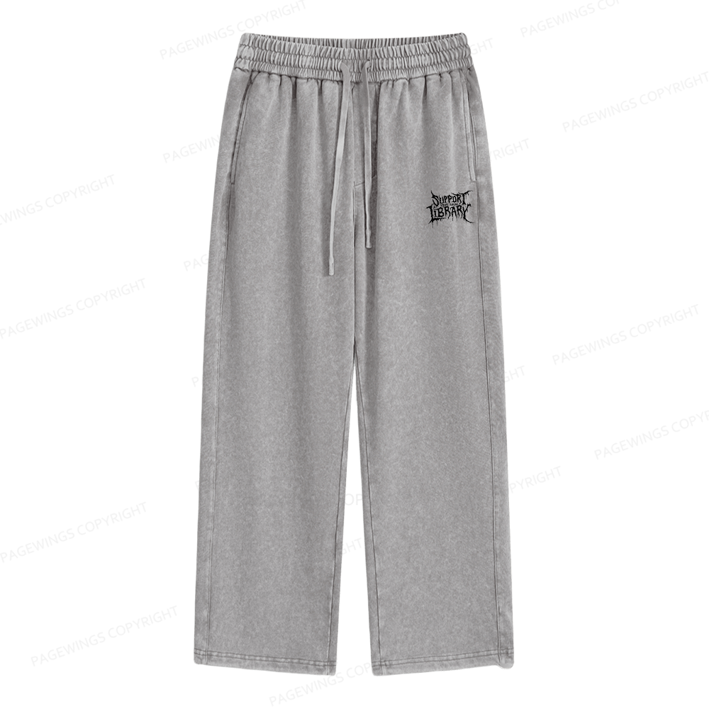 Pagewings Support Your Local Library Unisex Washed Sweatpants