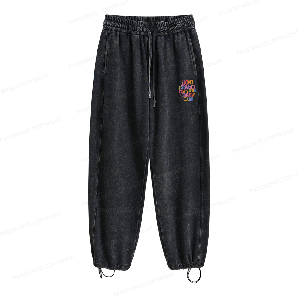 Pagewings Get Your Library Card Unisex Washed Sweatpants