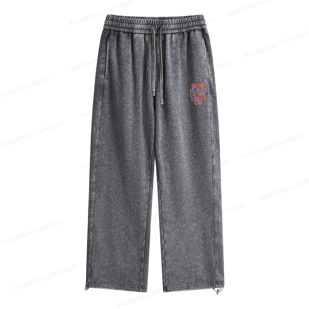 Pagewings Get Your Library Card Unisex Washed Sweatpants