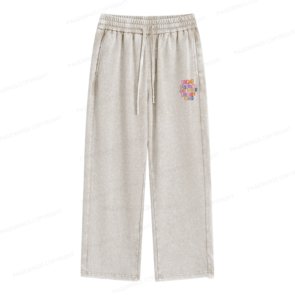 Pagewings Get Your Library Card Unisex Washed Sweatpants