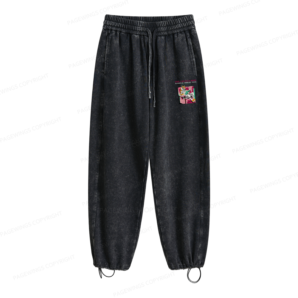 Pagewings Library Week Poster 1996 Unisex Washed Sweatpants
