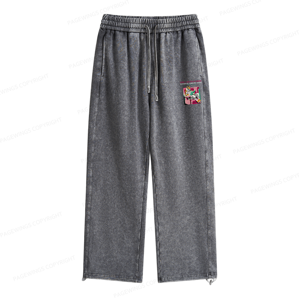 Pagewings Library Week Poster 1996 Unisex Washed Sweatpants