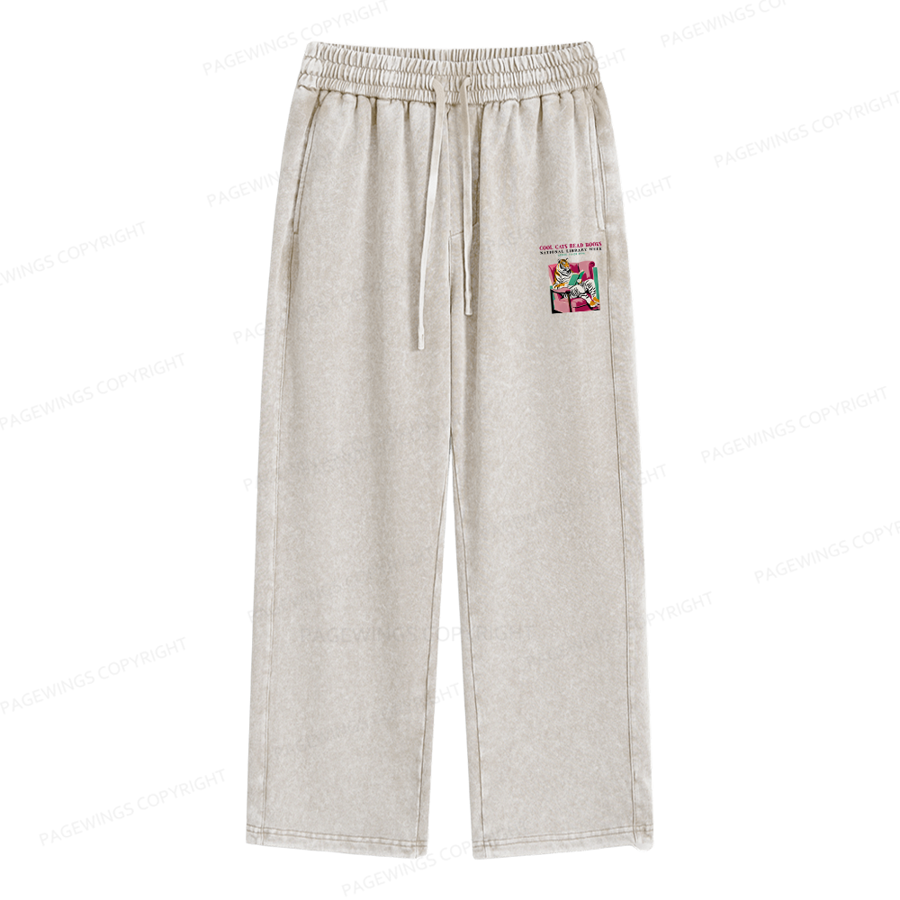 Pagewings Library Week Poster 1996 Unisex Washed Sweatpants