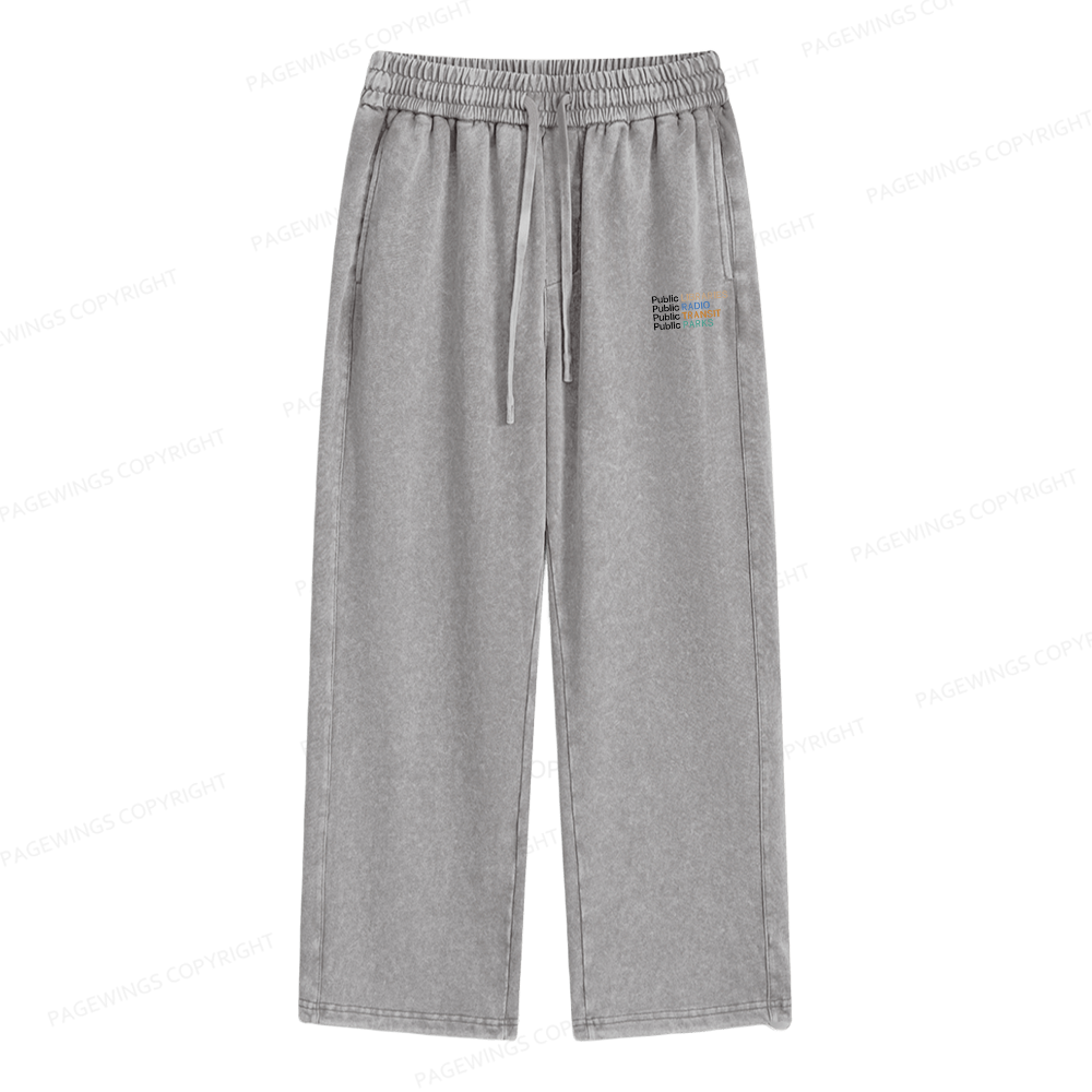 Pagewings Public Libraries Radio Transit Parks Unisex Washed Sweatpants